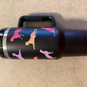 Black Tumbler with Pink and Tan Cheetah Print